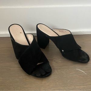 Cole Haan Suede Block Heel Mules